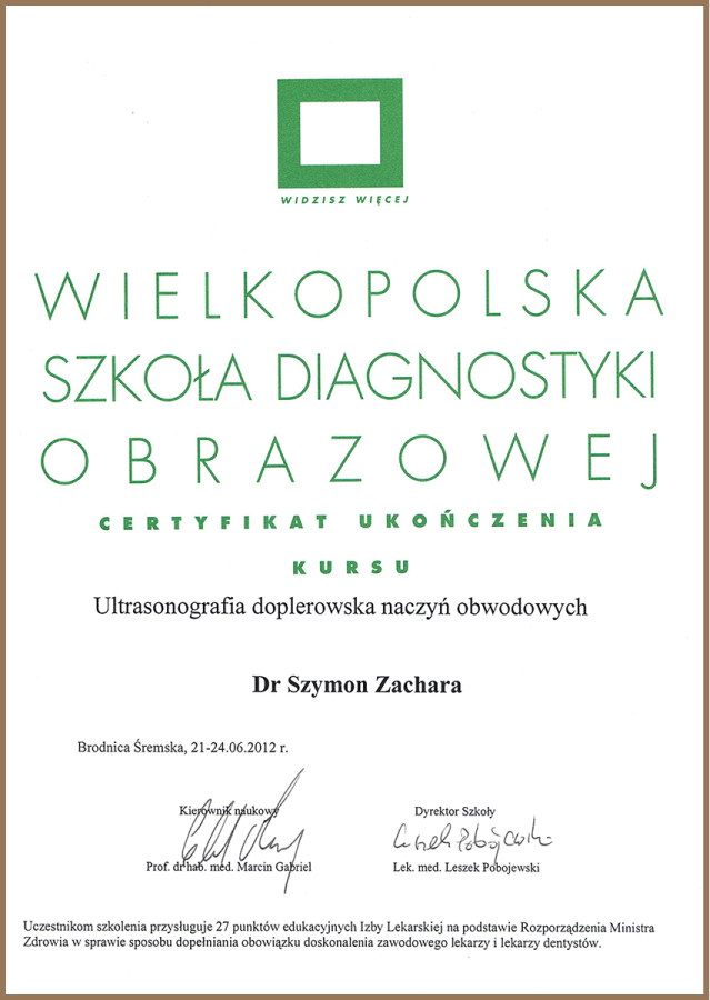 szymon-zachara-certyfikat-ultrasonografia-doplerowska-naczyn-obwodowych